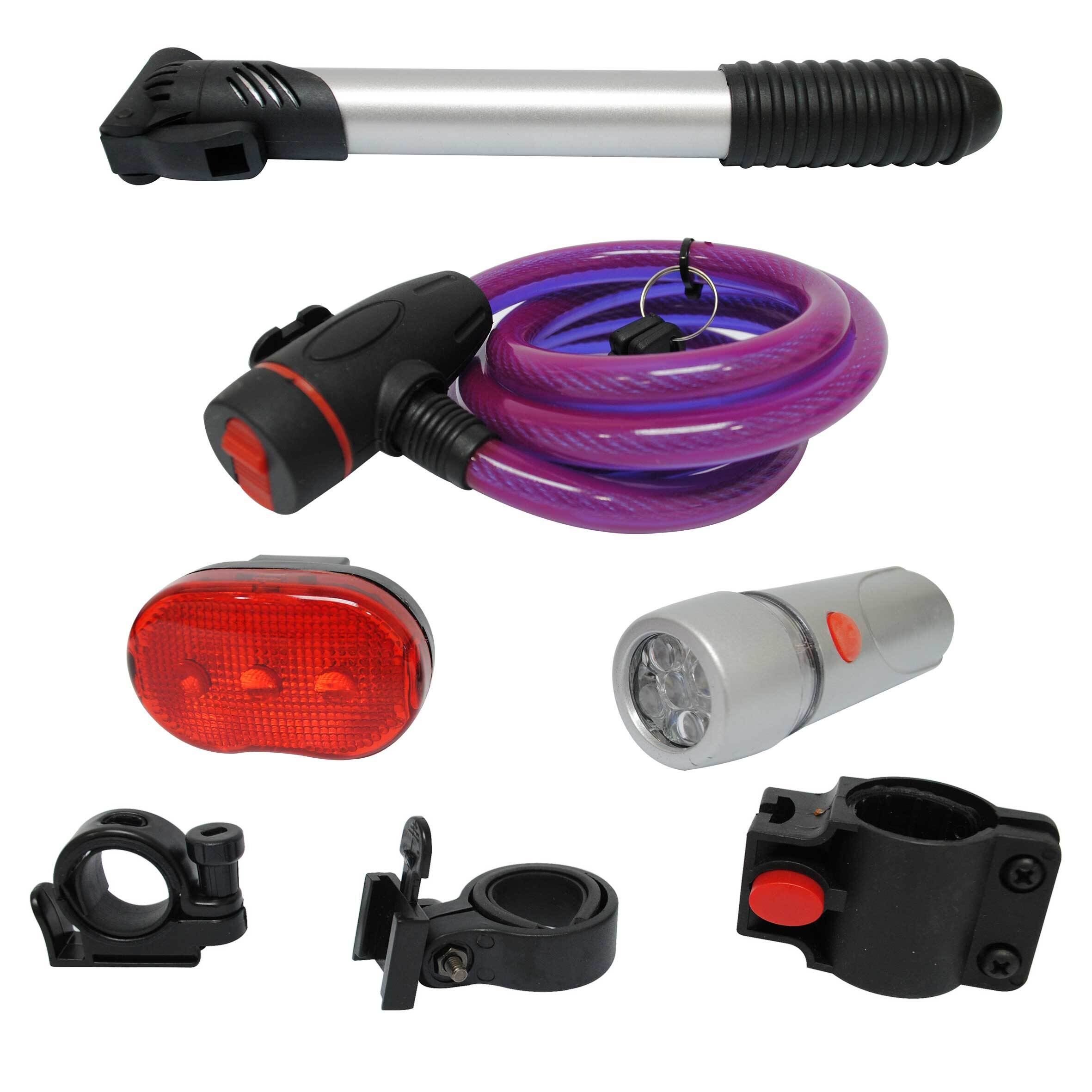 SET BEST ESSENTIAL FOCO DELANTERO / FLASHER TRASERO / CANDADO / BOMBIN BLISTER - Imagen 2
