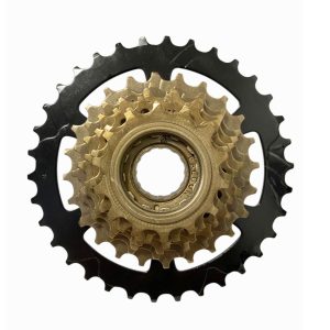 PIÑON FW-734 FOR 7 SPEED 14-34T,COLOR:BR+ED, INDEX WITH FALCON LOGO PACKING:1PCON WHITE BOX