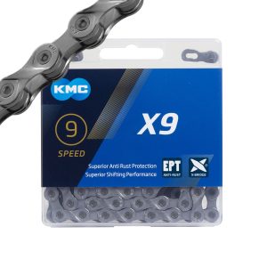 CADENA KMC X9 EPT 9 VELOCIDADES SHIMANO / CAMP / SRAM ANTIOXIDO